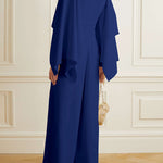 Long Sleeves Wrap Solid Color Zipper Jumpsuits