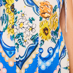 Tie Shoulder Maxi Dress In Azure Floral