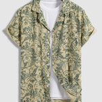 Men's Cuban Collar Floral Casual Short Sleeve Shirt