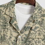 Men's Cuban Collar Floral Casual Short Sleeve Shirt