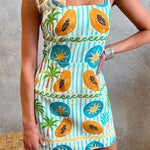 Square Neck Sleeveless Tropic Print Mini Dress