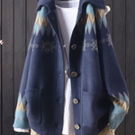 Vintage Lapel Jacquard Large Pocket Sweater
