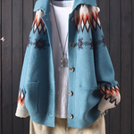Vintage Lapel Jacquard Large Pocket Sweater