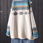 Vintage Lapel Jacquard Large Pocket Sweater