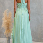 Halter Neck Waisted Ruffle Maxi Dress