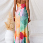 Spaghetti Strap Printed Bodycon Maxi Dress