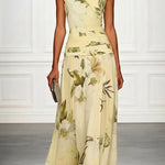 Margovil Boat Neck Sleeveless Floral Print A-line Maxi Dress