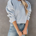 Margovil Crewneck Puff Sleeves Comfy Sweatshirt