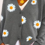 Margovil V Neck Button Up Daisy Embroidery Sweater Cardigan