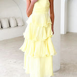 Margovil Strapless Ruffle Layered Maxi Dress
