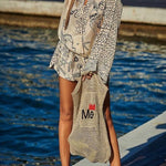 Margovil Collared V Neck Shirt and Side Slit Shorts Vitamin Sea Print Set