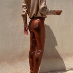 Metallic Faux Leather Skinny Legging Pants