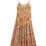 Margovil Spaghetti Strap Floral Print Chiffon Maxi Dress