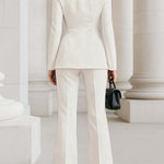 High Waisted Wide Leg Solid Color Pants Suits Bottoms