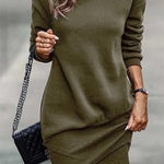 High Neck Long Sleeve Wrapped Short Dress