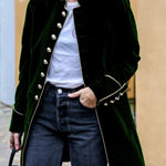 Warm velvet patchwork multi-button women's jacket