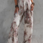 Retro Floral Print Chiffon Straight-leg Jumpsuit