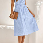 Sweet Elegant Solid V Neck A Line Short Sleeve Dress