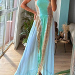 Blue Tie Dye Vacation Maxi Dress