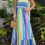 MULTICOLOR SMOCKED TOP MAXI DRESS