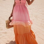 Living for Beach Days Linen Blend Gradient Pocketed Halter Maxi Dress