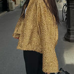 Sequined small stand collar jacket