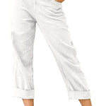 Solid color cotton and linen fashionable loose high waist casual pants
