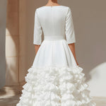 Belted Ruffled-Hem Midi Dress
