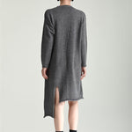 Casual Long Sleeves Loose Solid Color High-Neck Shawl&Sweater Dresses Two Pieces Set