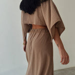 Chic Exposed Waist Cotton and Linen Dress