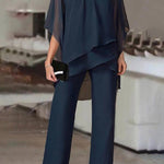 Irregular bat sleeve jumpsuit two-piece suit