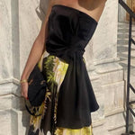 Sexy Bandeau Fit Top and Floral Print Maxi Skirt Set