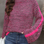 Casual Long Sleeves Loose Contrast Color Half Turtleneck Sweater Tops