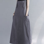 Casual Solid Color With Pocket Suspender Dress