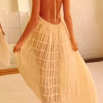 Margovil Halter Backless Ruffle Trim Swing Maxi Beach Cover Up Dress