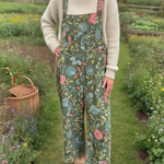 Women's Loose Floral Print Cotton Jumpsuit