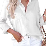 Margovil Solid Long Sleeves Button Up Satin Shirt