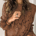 Margovil Bell Sleeves Lace Pullover Tops