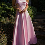Margovil Spaghetti Strap Waisted A-line Satin Maxi Dress