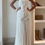 Margovil Spaghetti Strap Floral Applique Patchwork Maxi Dress