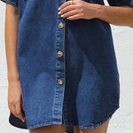 Loose Short Sleeves Split-Joint Lapel Mini Dresses Shirt Dress