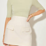 High-waisted A-line Suit Skirt with Patch Pockets