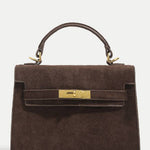 Suede metal clasp handbag Kelly bag