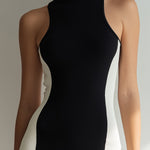 Black & Ivory Color-Block Sleeveless Bodycon Mini Dress