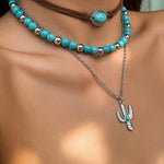 Turquoise Cactus Collar Necklace