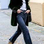 Warm velvet patchwork multi-button women's jacket