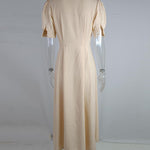 High Waisted Loose Buttoned Round-Neck Midi Dresses