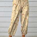 Women's Retro Elegant Floral Art Printed Cotton And Linen Casual Pants