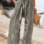 Women's Vintage Ethnic Floral Art Printed Cotton And Linen Casual Pants