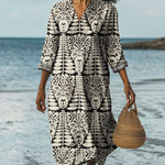 Women's Vintage Ethnic Pattern Art Print Cotton Dress